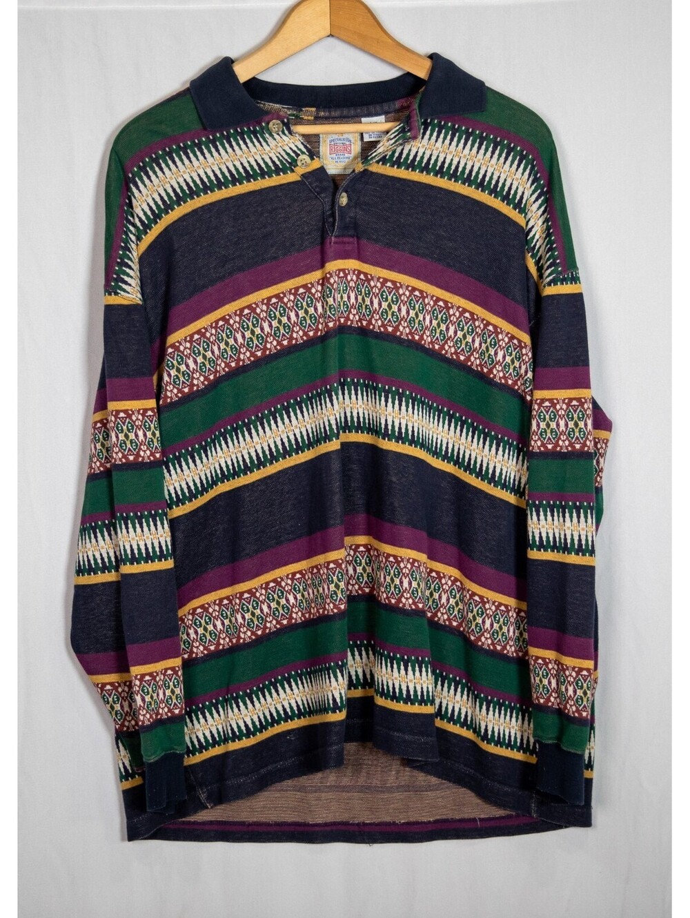 Riggins Aztec Multicolor Abstract Vintage 90s Rugby Sweater - Men's L